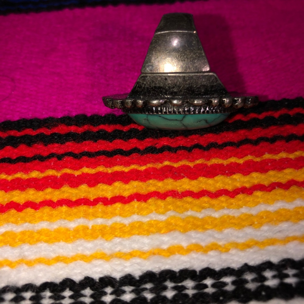 Turquoise Oval Setting Silver Ring Stretch Fit - image 2